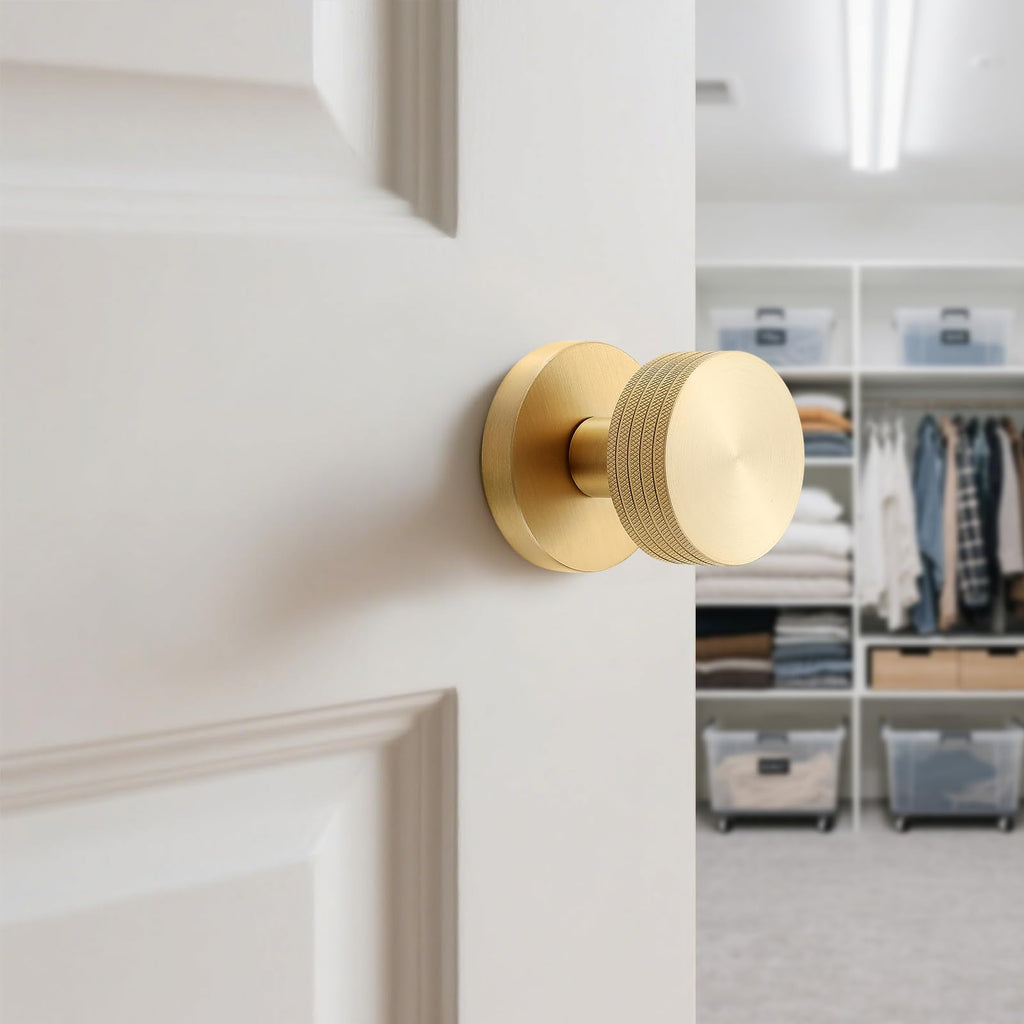 Knurled Solid Brass Non-Turning Dummy Door Knob, 2 Pack