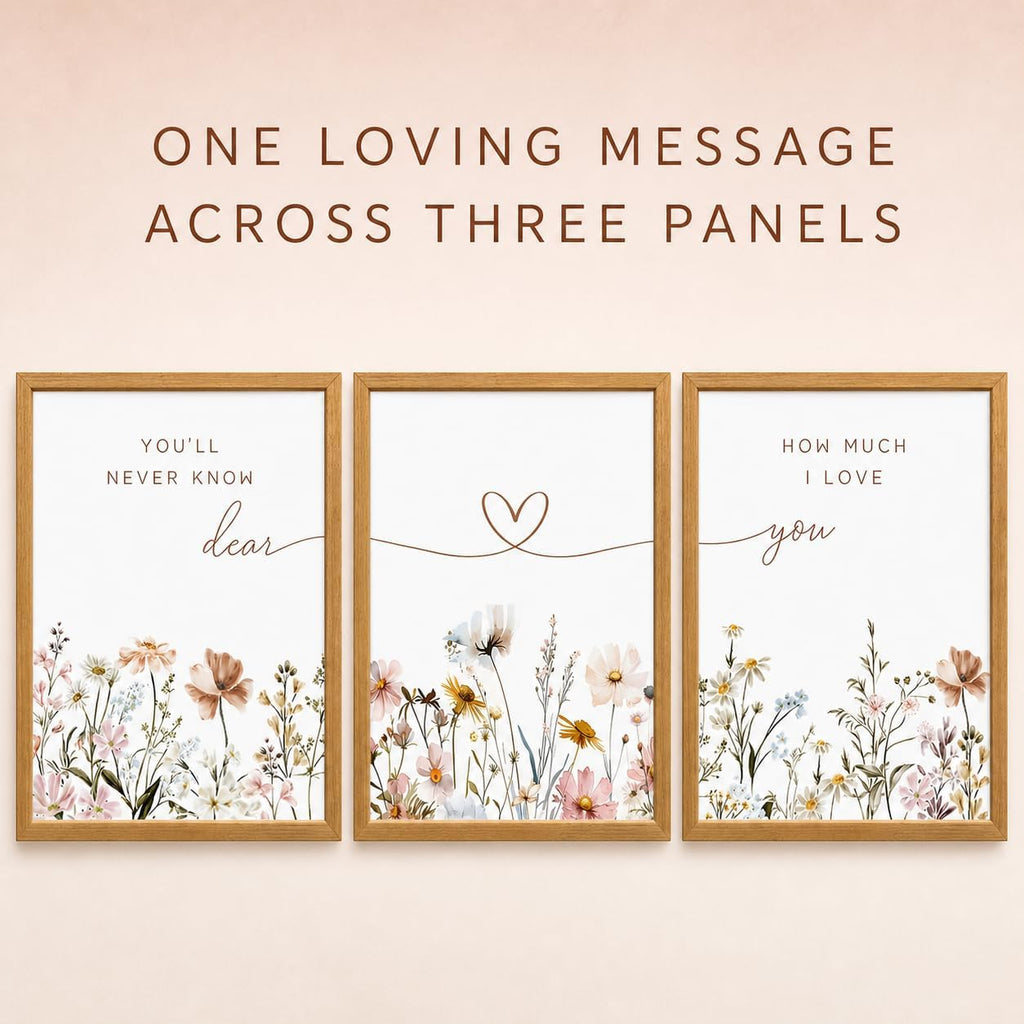 Wood Framed Nursery Wall Art Set of 3, Boho Wildflower Prints 12x16 Inch
