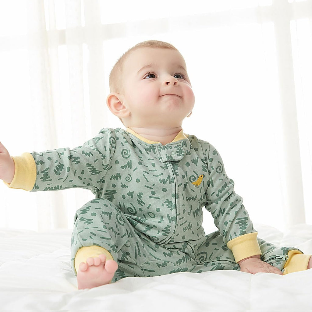 Unisex Baby Pack 100% Cotton Romper Two Way Zipper Footless Pajamas