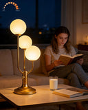 Modern Gold Globe Table Lamp Dimmable Mid Century 3-Light Desk Lamp 3000K Warmwhite Nightstand Lamp 
