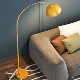 Modern Arc Yellow Floor Lamp,Tall Reading Lamps Floor Standing,Adjustable Macaron Color Floor Lamps Bedroom and Office