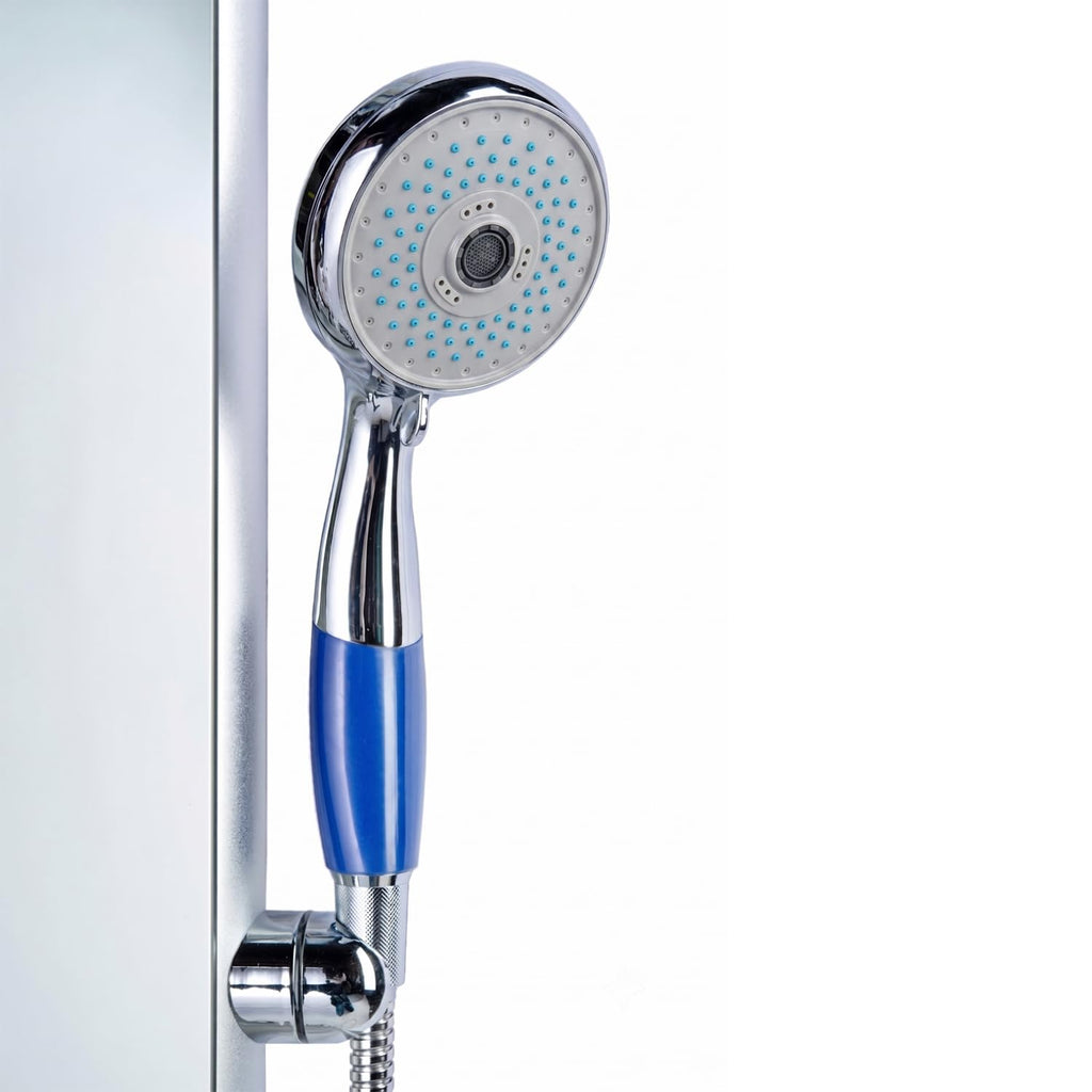 52" Aluminum SPA392M Shower Panel Tower System with Rainfall Shower Head and 8 Adjustable Massage Jets