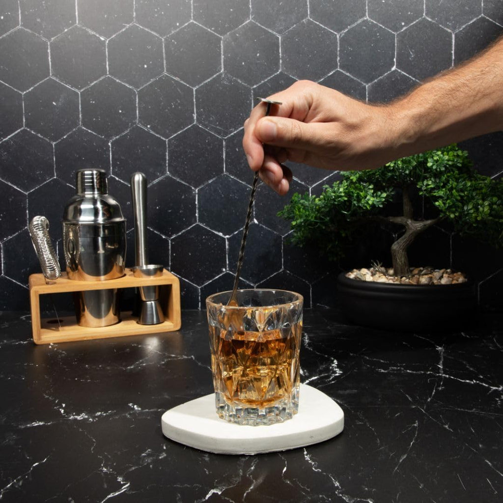 Premium Cocktail Shaker Set with Bamboo Stand, 4-Piece Bar Tools Kit, Stainless Steel Bartender Set with Shaker - Set of 4