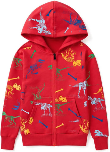 Kids Dinosaur Hoodie, Boys Girls Zip Up Sweatshirt Pullover