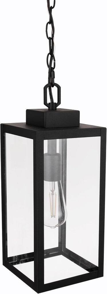 Marin 1 Light 16.25 in. Textured Black Finish Ceiling Mount Outdoor Pendant with Clear Glass Shade