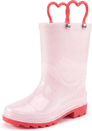 Girls Rain Boots with Easy-On Handles Kids Boys Boots
