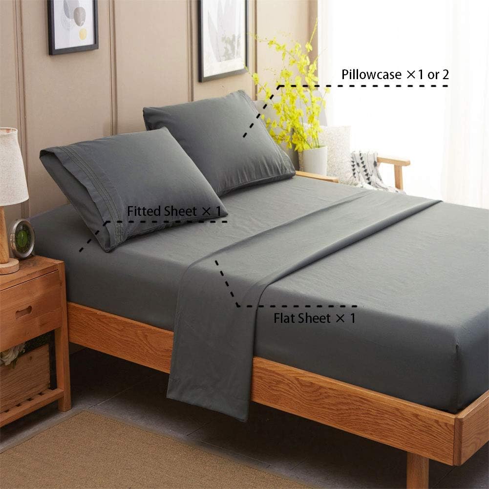 Bed Sheet Set Super Soft Microfiber 1800 Series Luxury Egyptian Sheets 16-Inch Deep Pocket Wrinkle and