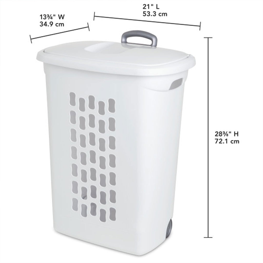 Ultra Wheeled Hamper, Laundry Basket w/ Flip-Top Lid, 3-Pack, White