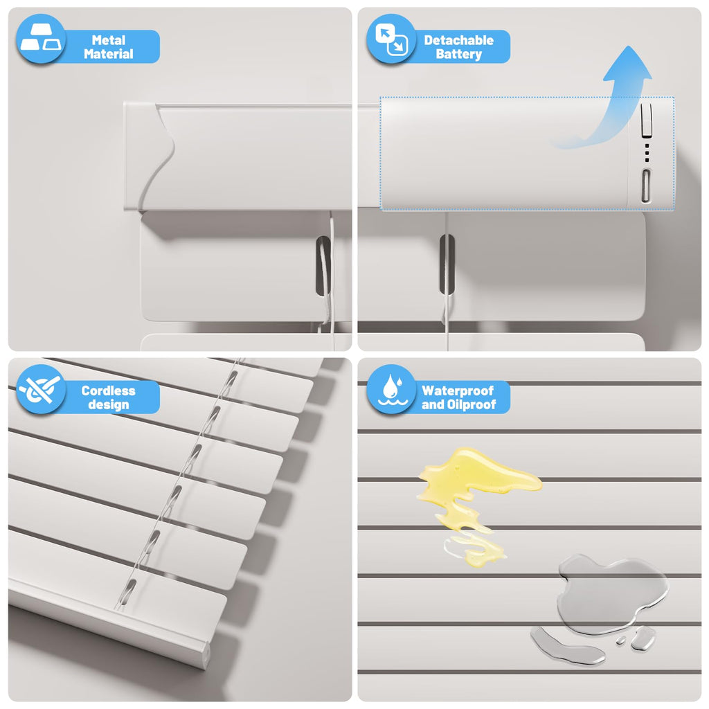 Motorized Blinds with Remote, Horizontal Blinds, Silver, "