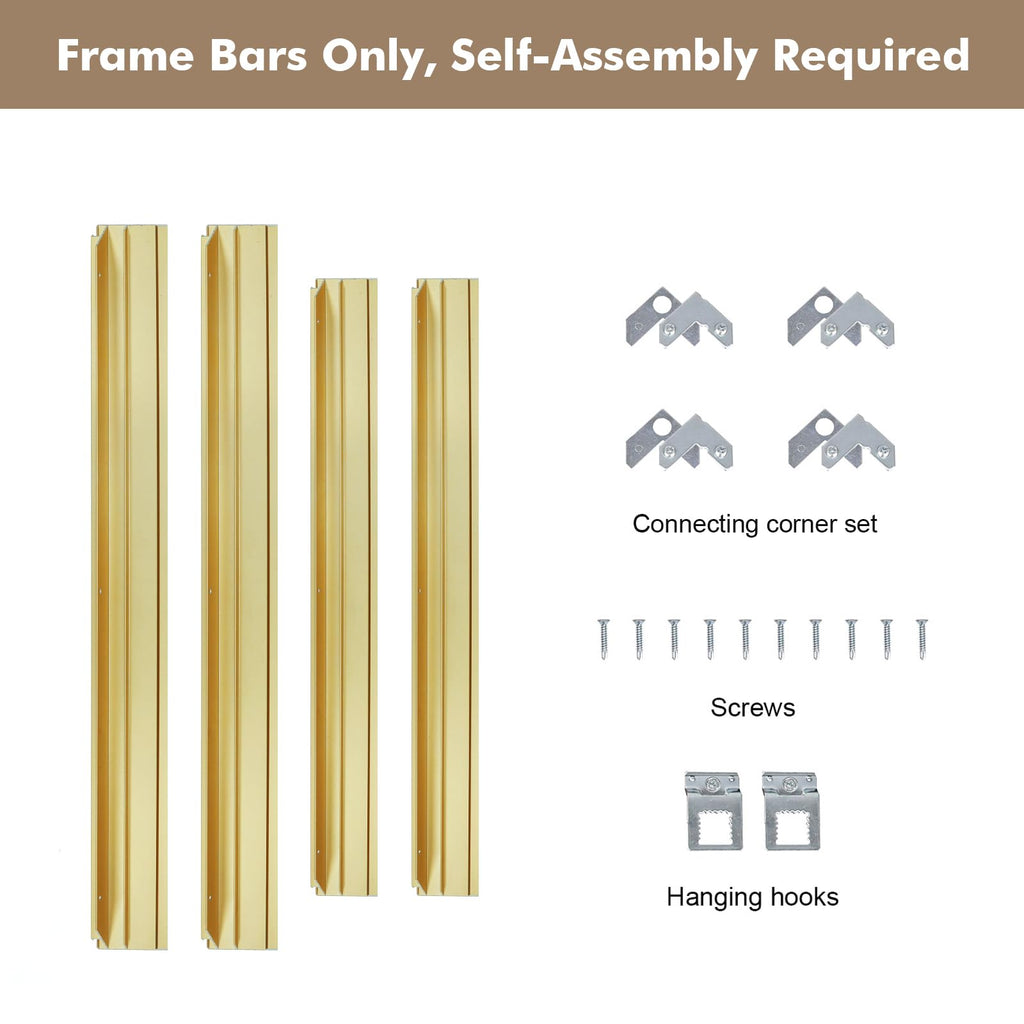 Gold Floating Frame for 24x24 Canvas Paintings Modern Art, 1.5" Deep