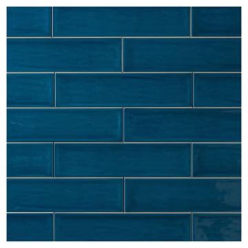Larissa 3x12 Zafiro Blue Glossy Ceramic Subway Tile - 12.6 Sq Ft