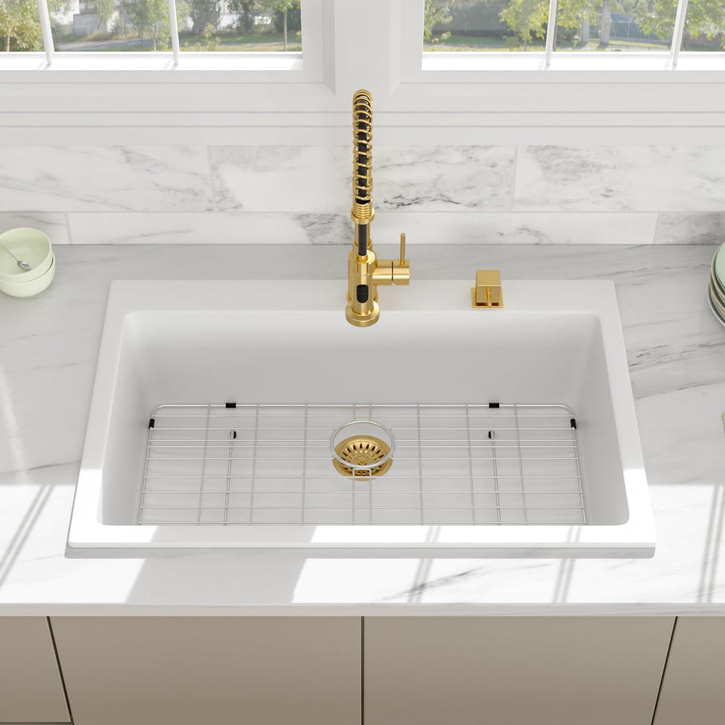 33 White Granite Composite Drop Sink