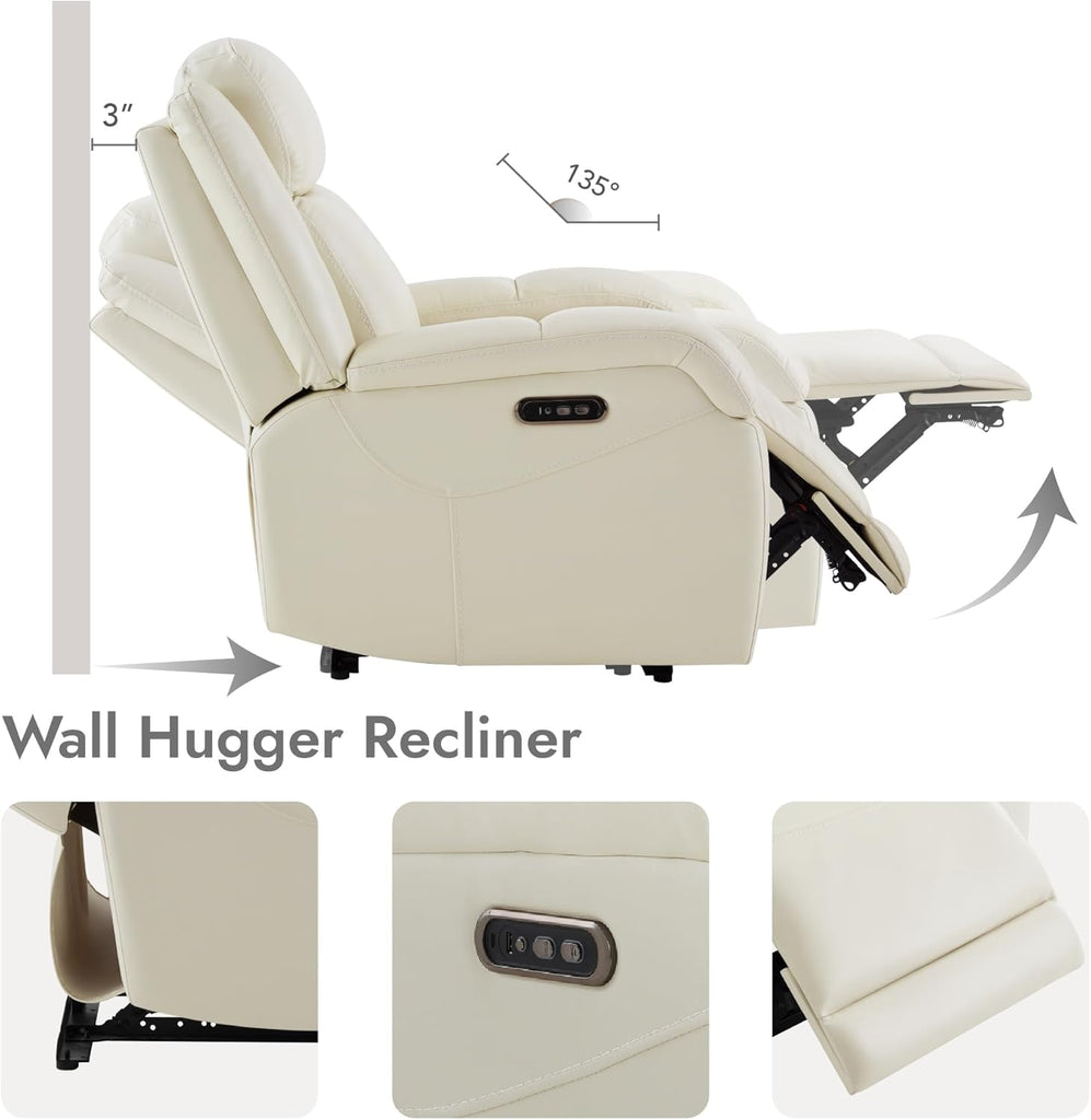 Watson & Whitely Genuine Leather Power Recliner Chairs for Adults