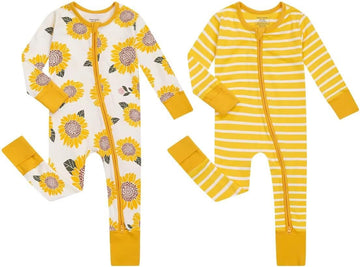 Unisex Baby 2 Pack Cotton Long Sleeve Pajamas with Mittens and Feet Cuffs
