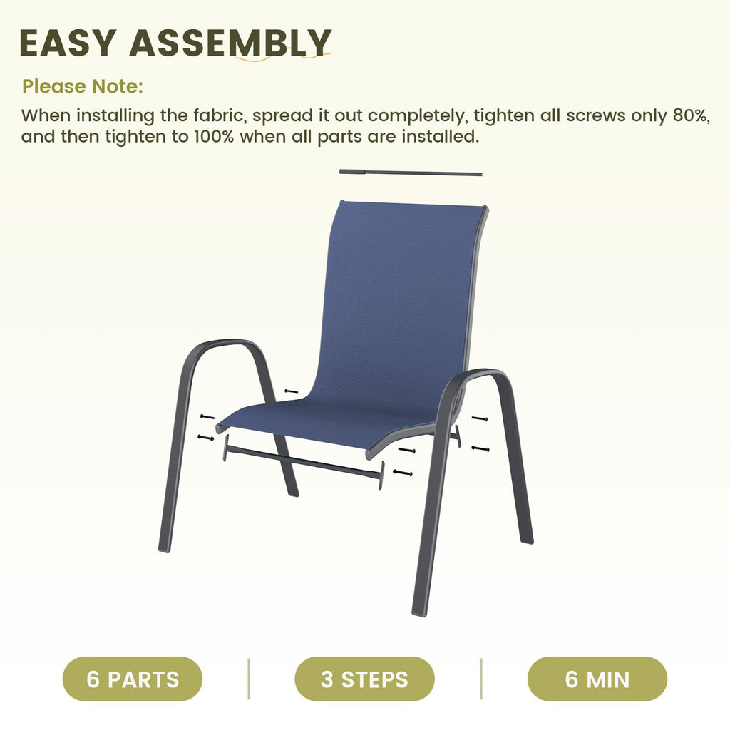 Patio Chairs Set of 4, Stackable Outdoor Dining Chairs with High Back, Breathable Textilene Fabric Outdoor Chair All