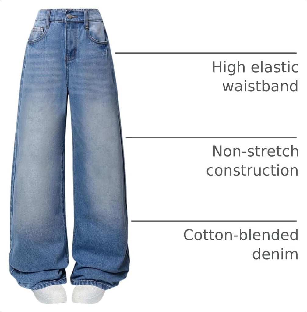Jeans for Girls Baggy Wide Leg High Waisted Y2K Denim Pants
