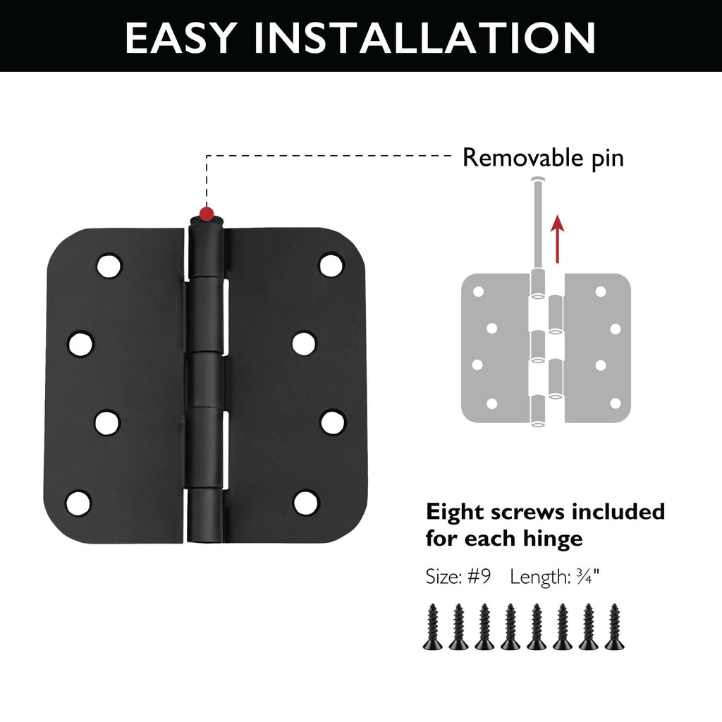 Interior Door Hinge, 4", Matte Black
