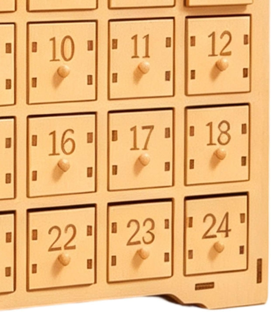 Wooden Advent House - Lighted Holiday Countdown, Christmas Drawer Box