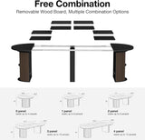 38.6" to 110.2" Modern Extendable Dining Table, Expandable Fluted Round Table for 2-12 People with Storage, Space