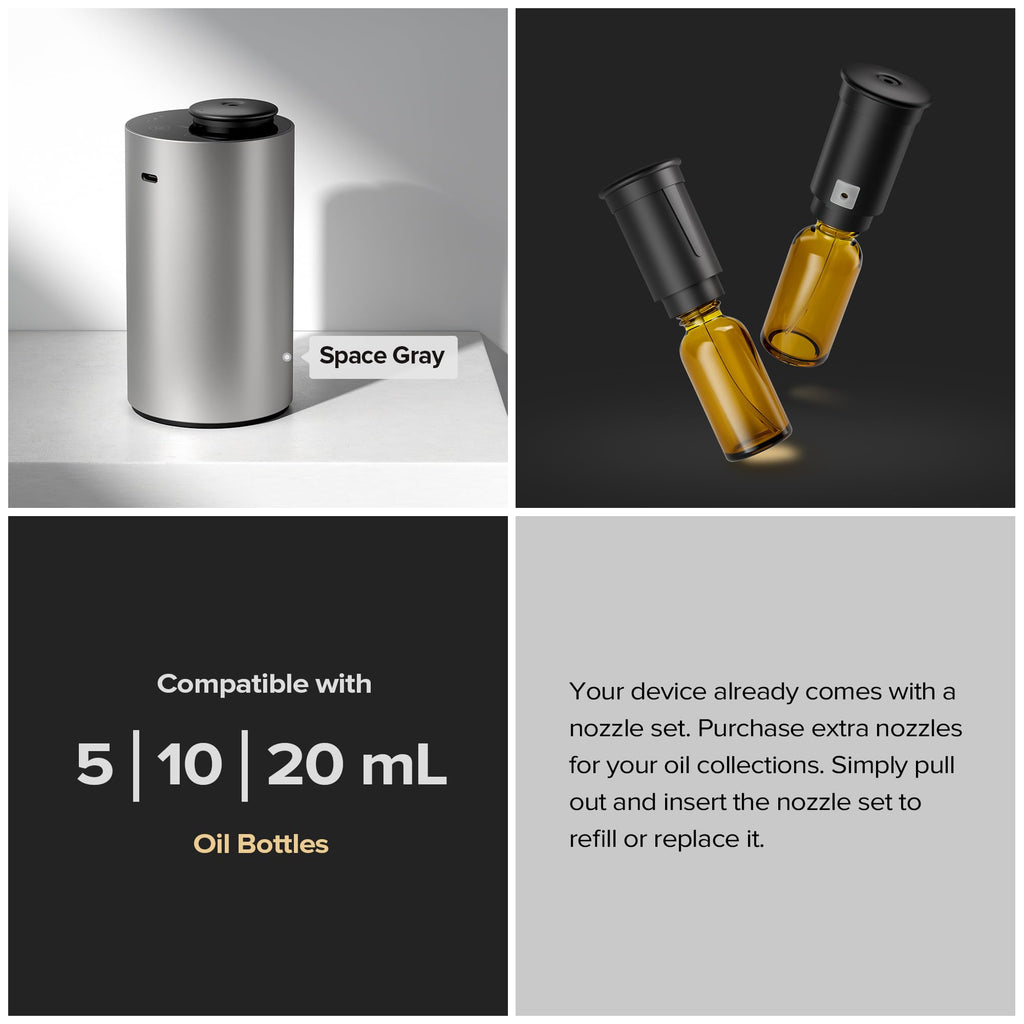 ANX Waterless Diffuser for Essential Oil, Room, Black