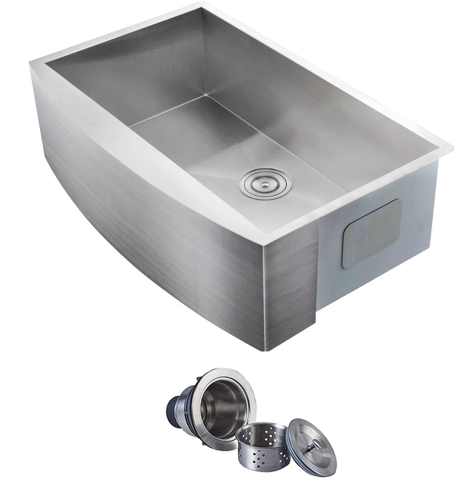 33 Inch Farmhouse Sink, Stainless Steel Single Bowl Farm Sinks 16 Gauge 9 Inch Deep, Handmade Undermount 33 Farm