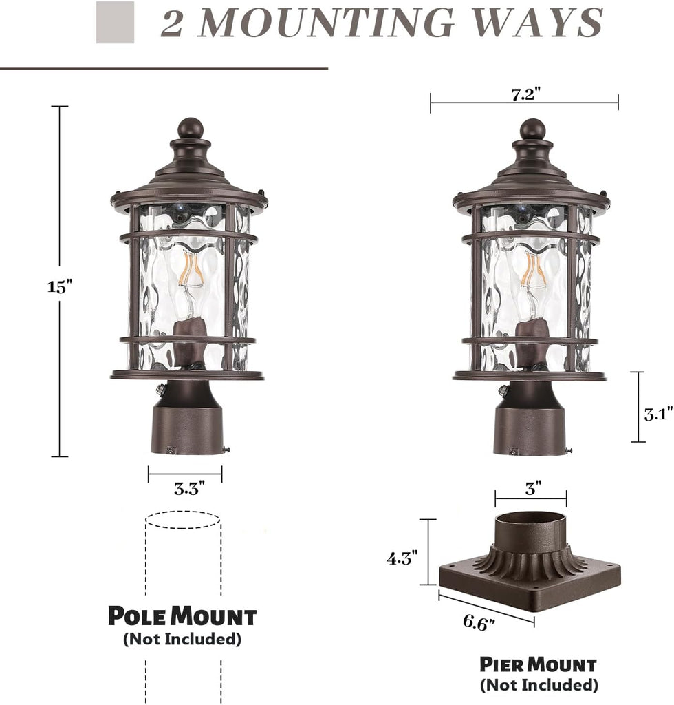 Dusk to Dawn Outdoor Post Lights Waterproof Aluminum Lamp Posts Outdoor Lighting 15 Inch Height ORB Finish Pole