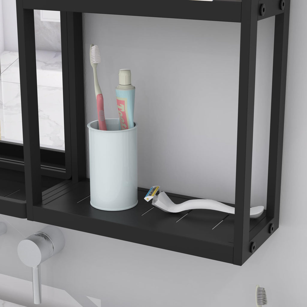 Bathroom Mirror with Shelf 31 x 24 Inch Wall Mirror with Storage