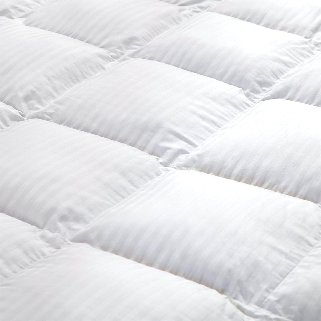 Luxurious All-Season Goose Down Comforter Duvet Insert, Exquisite Oversize Olympic Queen White Stripe Design, 98" X