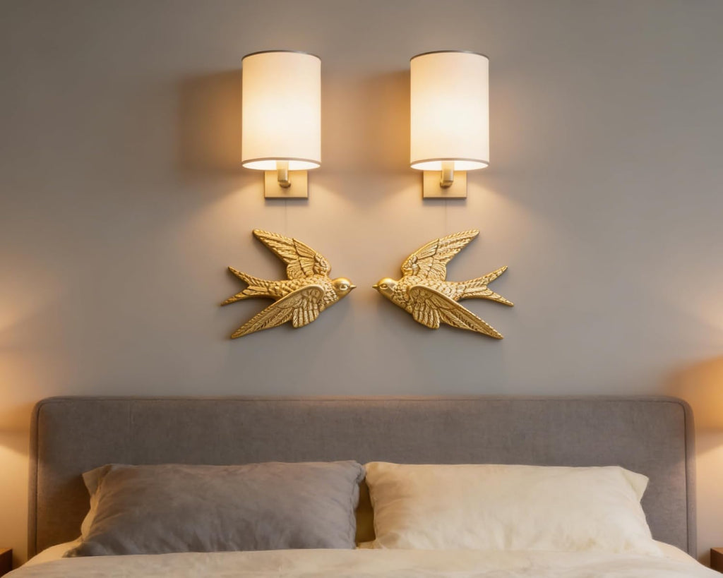 4.75 Inch Gold Swallow Bird Wall Sculpture - Set of 2