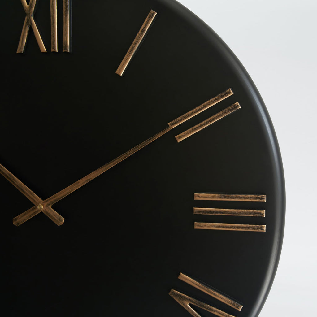 Large Modern Wall Clock, 24 inch, Matte Black, Metal Face, Quartz Movement