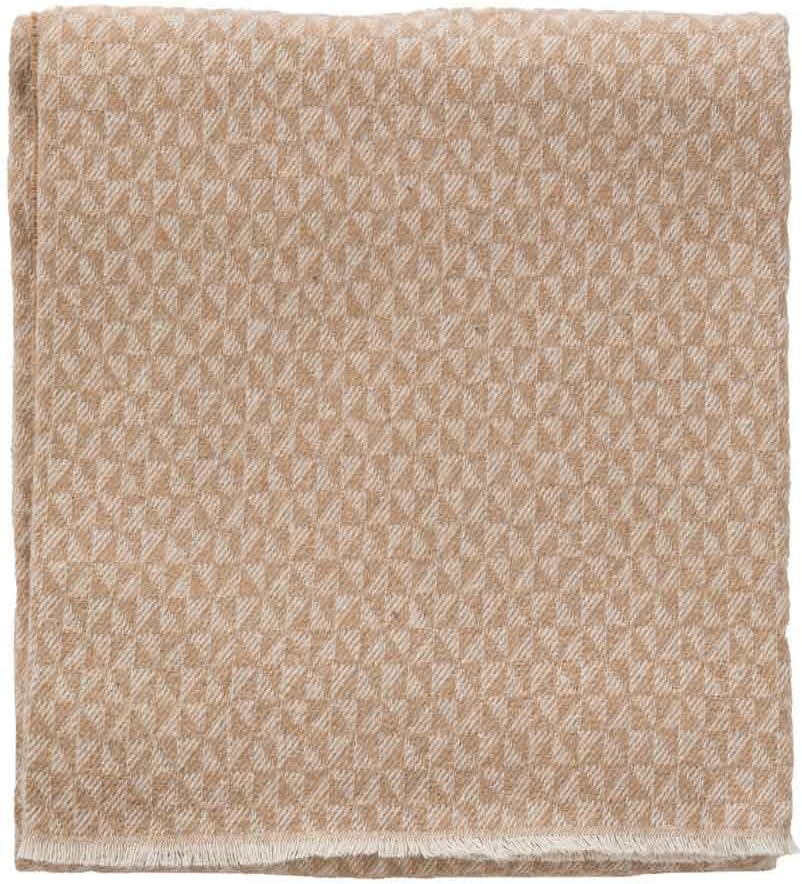 Classic Italian Throw Blanket, Cotton Blend, Solid with Fringe, Cream and Terracotta, 51 x 71 Inches, Winter Warmth