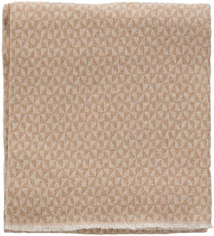 Classic Italian Throw Blanket, Cotton Blend, Solid with Fringe, Cream and Terracotta, 51 x 71 Inches, Winter Warmth