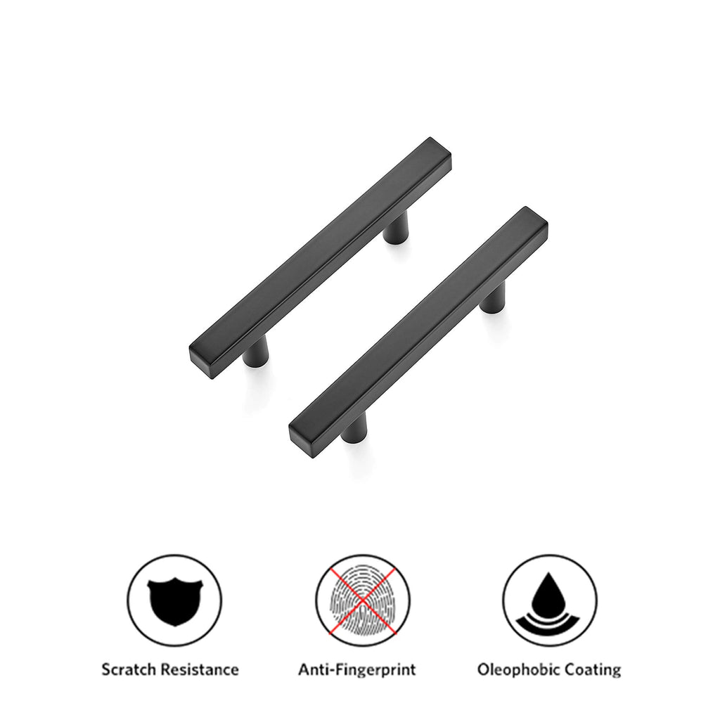 Matte Black Square Cabinet Hardware Pulls 3 Inch 5 Pack