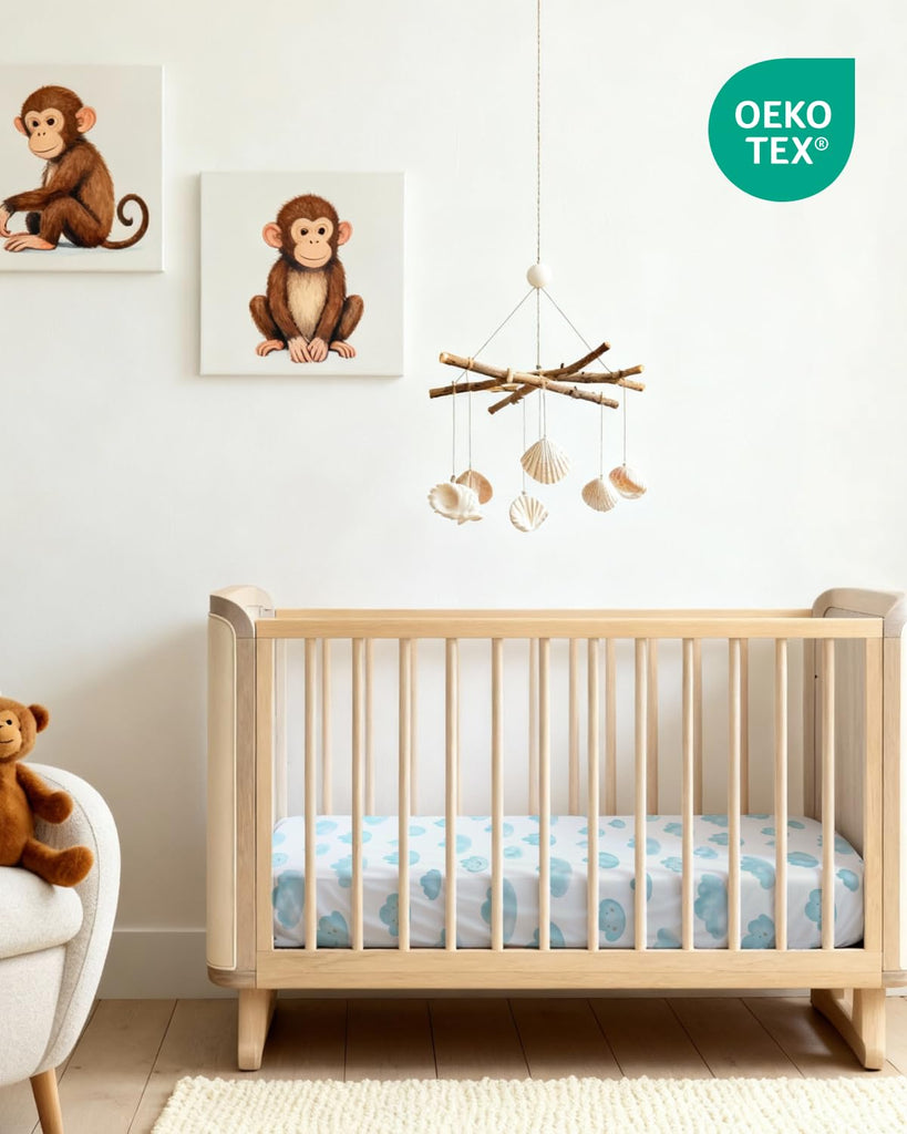 Crib Sheets - Pack of 2 Fitted Sheets for Standard Crib - 52x28in, Clouds