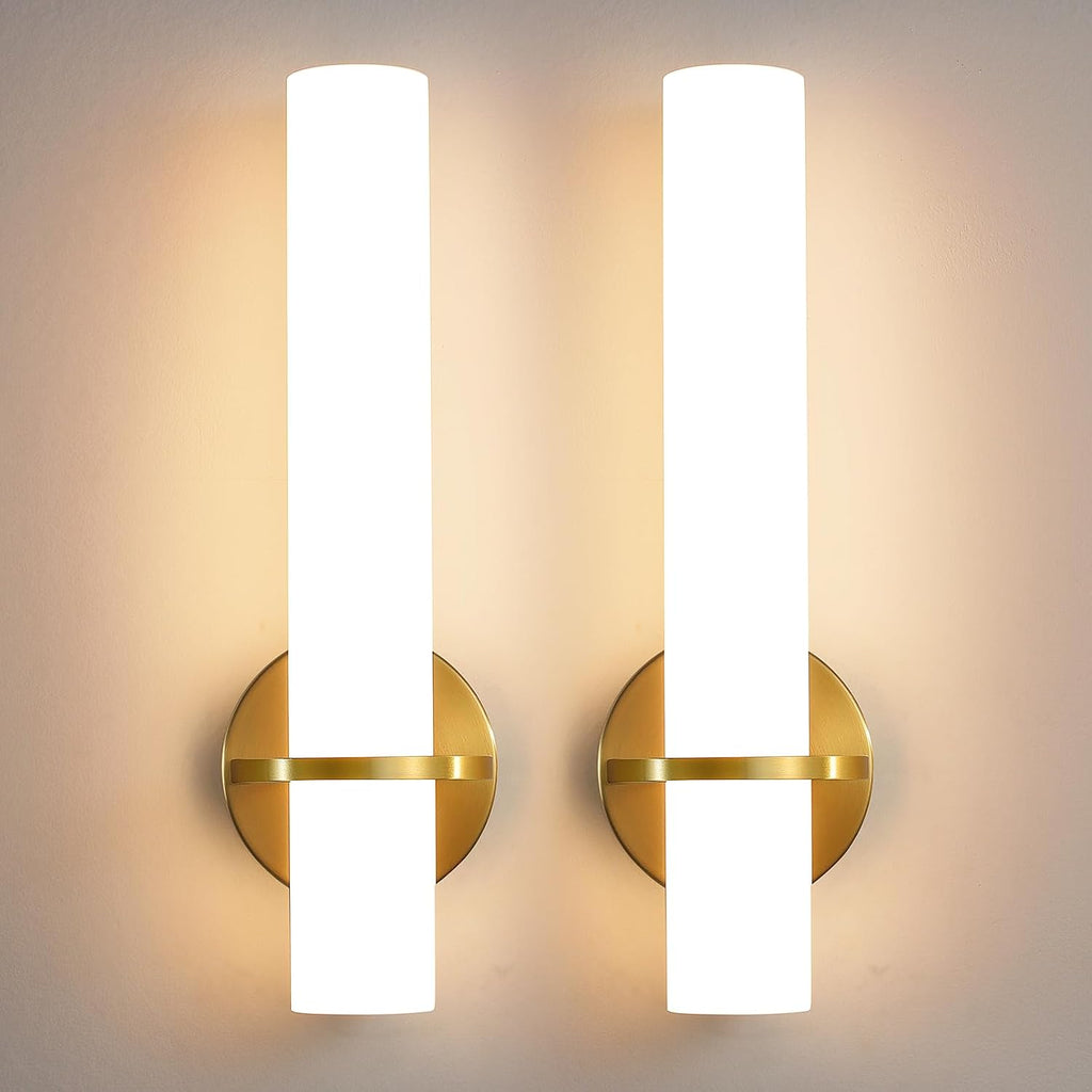 Wall Sconces - 15 inch Gold Wall Sconces Set of Two Modern Bathroom Sconce 15W Dimmable LED Wall Sconce Light with
