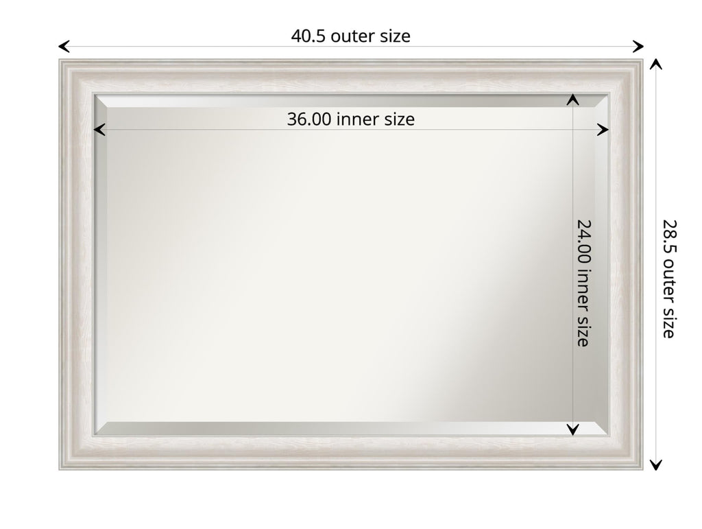 White Wall Mirror 28x40 Trio White Wash Silver Rectangle Bathroom Mirror for Wall Decor Living Room, Large Country
