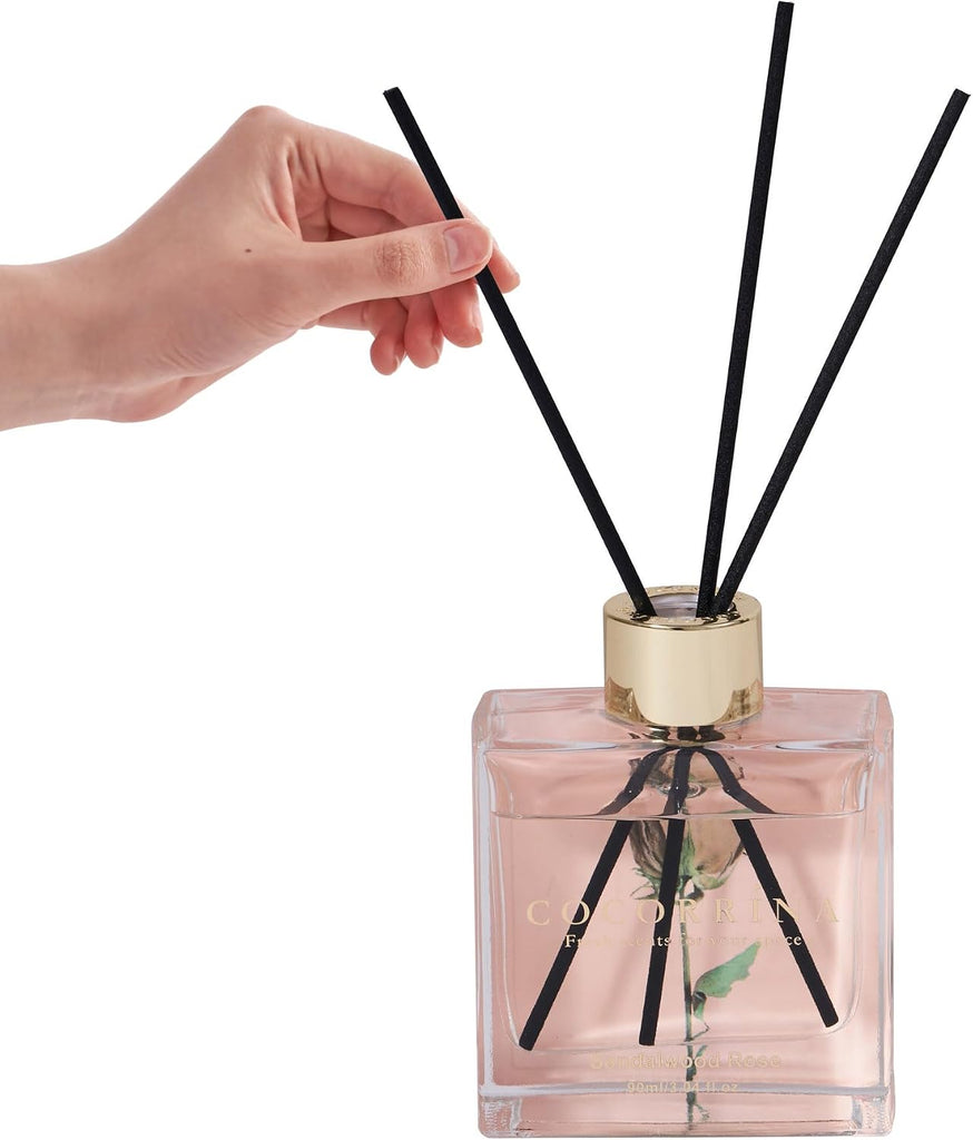 Reed Diffuser-3 Pack/ 3.04 Fl.oz Diffuser with 24 Sticks Cashmere Vanilla/Sandalwood Rose/Clean Linen Reed - Set of 3