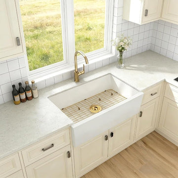 White Farmhouse Sink, 32 Inch Granite Composite Apron Front Sink
