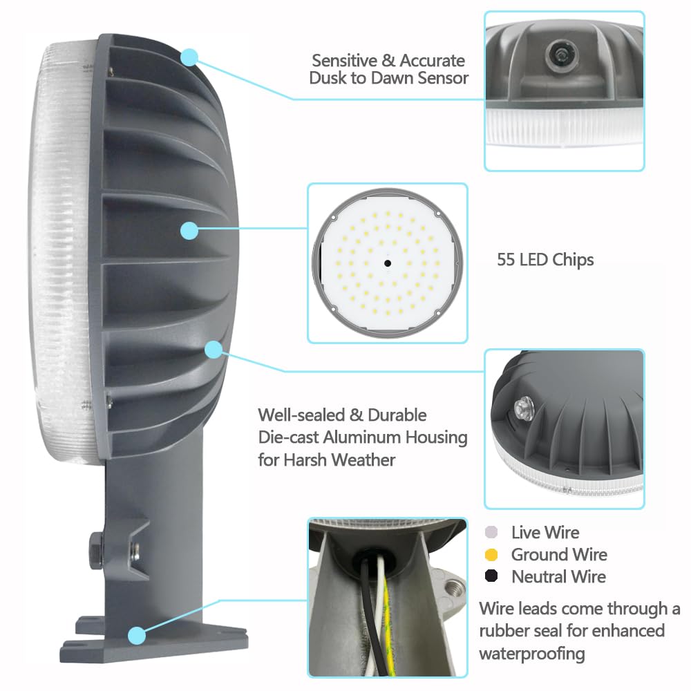 Dusk to Dawn Outdoor Lighting LED Barn Light Security Lights, 42W 4000K Daylight, AC, ETL Listed