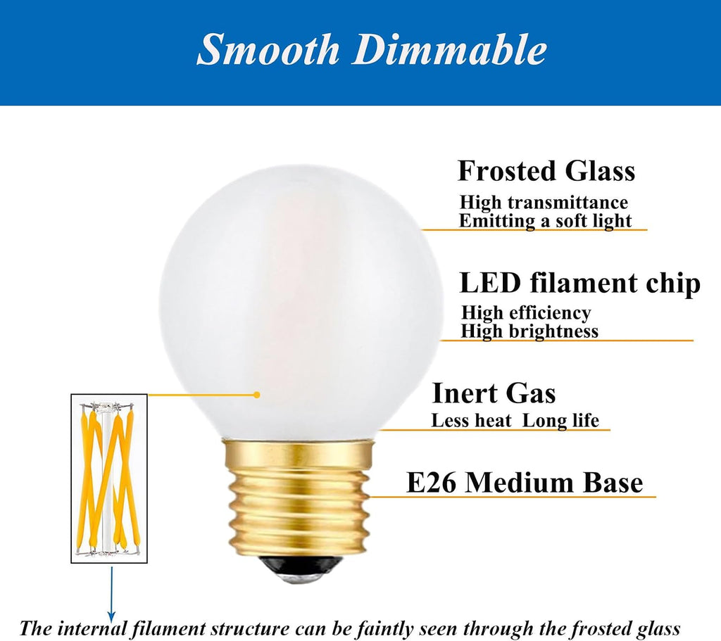 E26 LED Bulb 60 Watt Dimmable Frosted Globe Light Bulbs