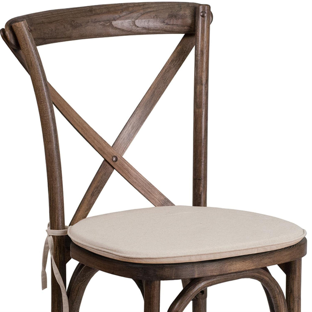 Wood Cross Back Stackable Chair with Cushion