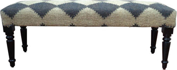 LR Home Tan/Black Upholstered Bench End of Bed | Farmhouse Checkered Accent Bench , or Entryway Seating | Long