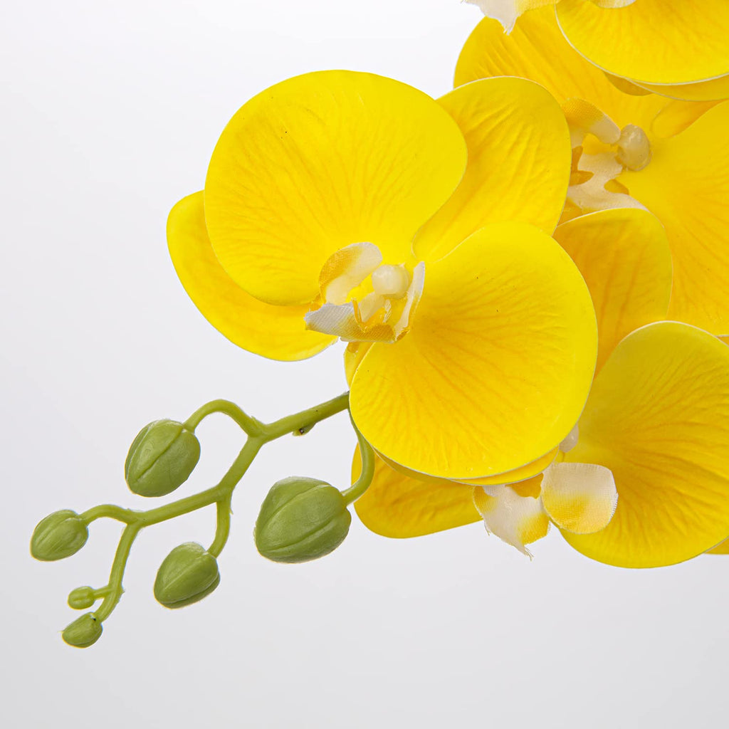 30 Inch Yellow Orchids Artificial Flowers Real Touch Phalaenopsis Spray Artificial Orchid Stems with 12 Orchid