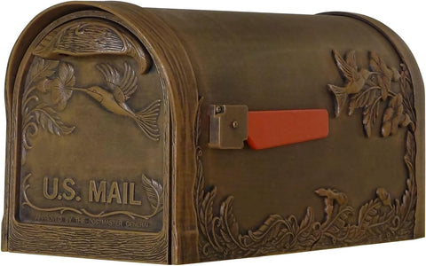 Hummingbird Curbside Mailbox - Copper Aluminum Mailbox for Post Mount