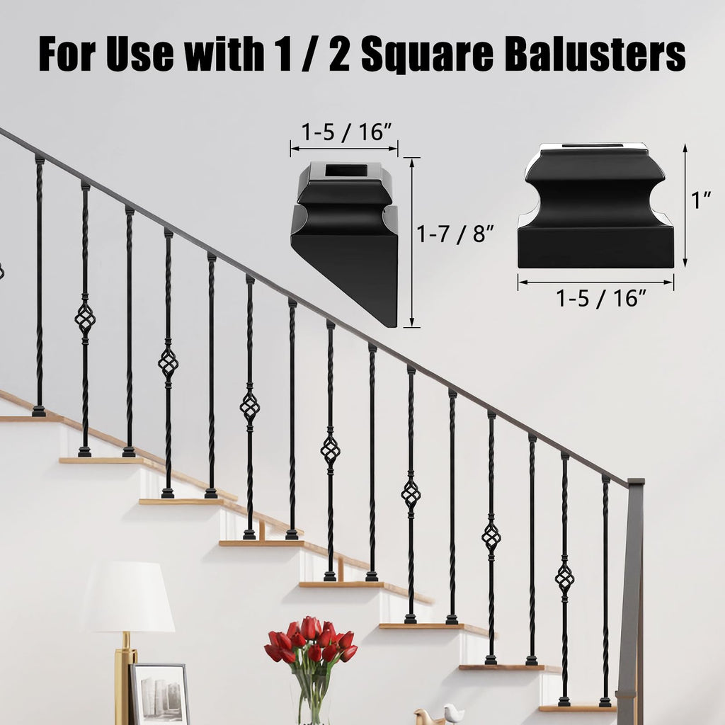 Wrought Iron Balusters, 10 Pack Metal Deck Spindles, 1/2" Deck Balusters Hollow Iron Spindles, Staircase Baluster (5