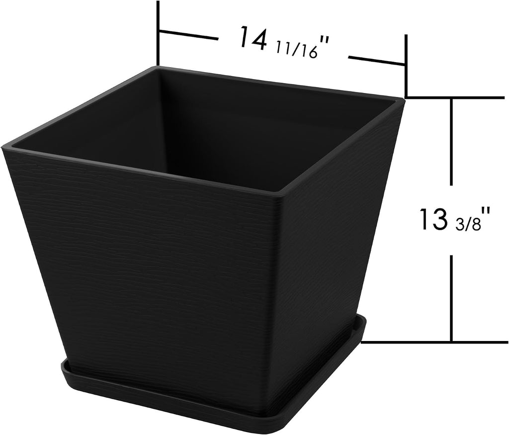 2Packs Taper Planter Indoor Outdoor Plant Pots | With Tray Collecting Water for Porch, Patio, Backyard Planters