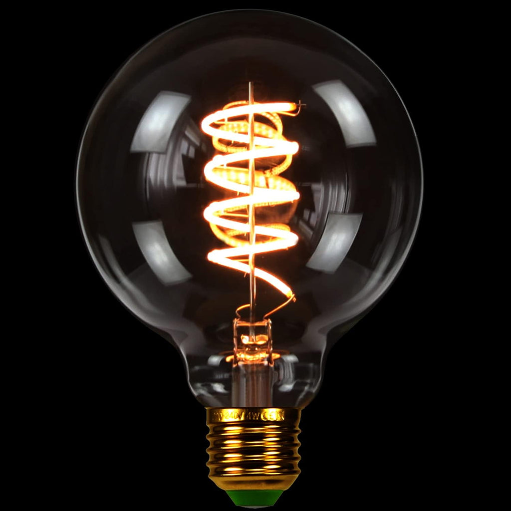 Edison Bulb Led Bulb Vintage 4W Dimmable 110-130V 2000Kelvin Super Yellow Warm Decorative Light Bulb (G30 Spiral