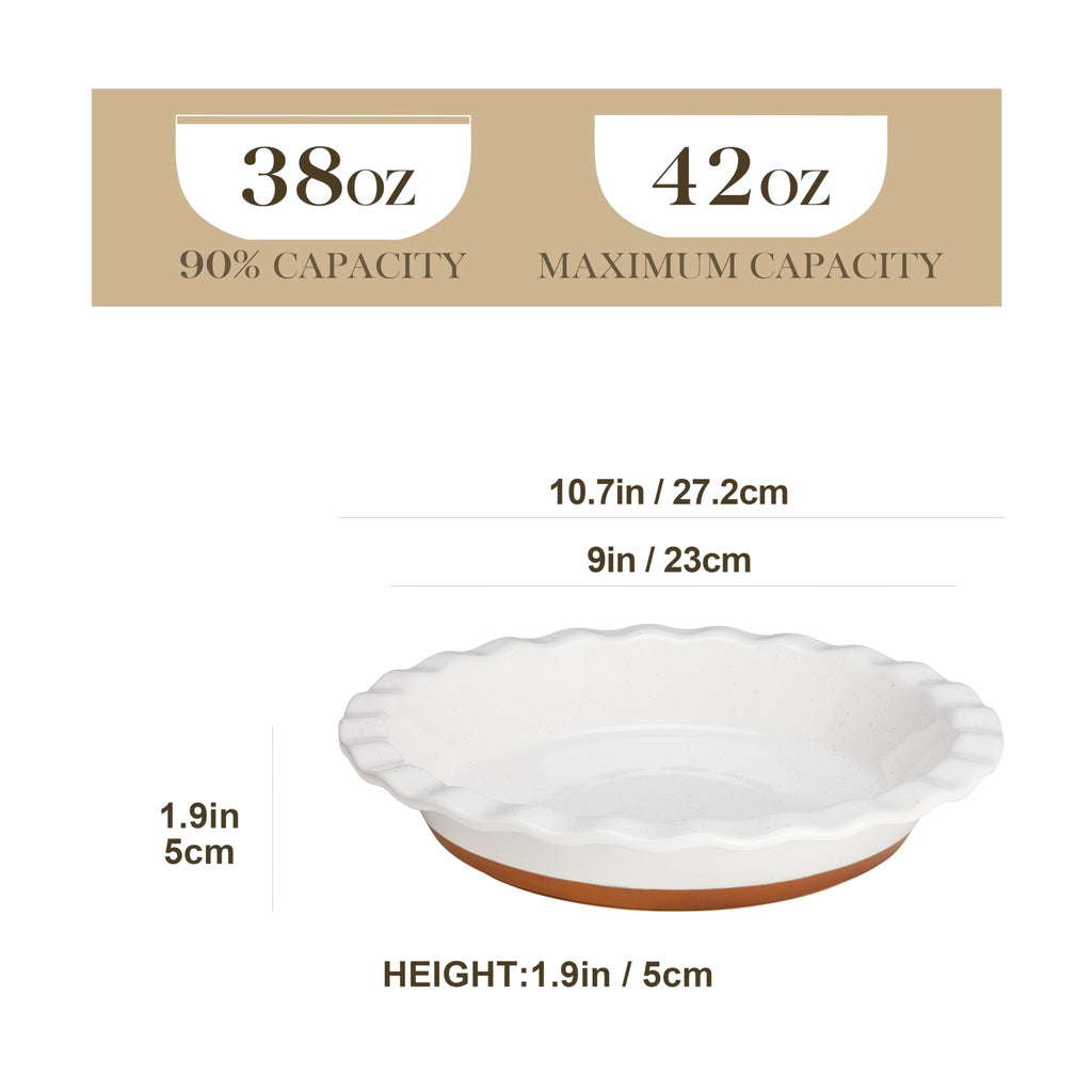 Ceramic Pie Pan Set of 2-9 inch Pie Plate, Quiche Baking Dish