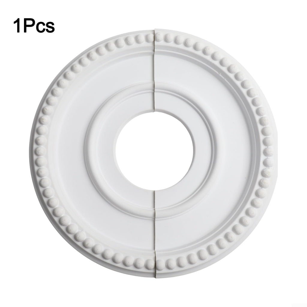 Round Split Ceiling Medallion Decorative, Light Fixture Cover Plate, PU Material White Vintage, Design With 12.4 Inch