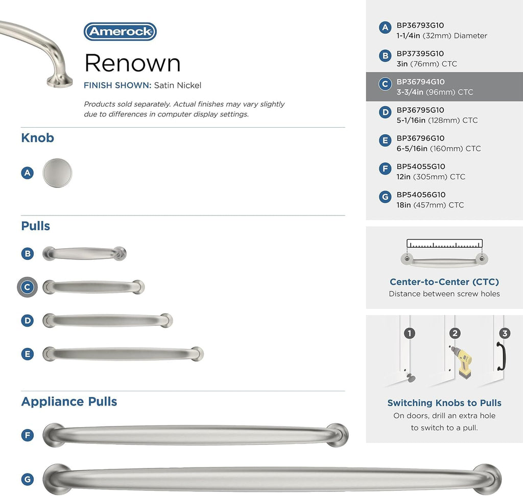 3-3/4" Renown Satin Nickel Drawer Pull